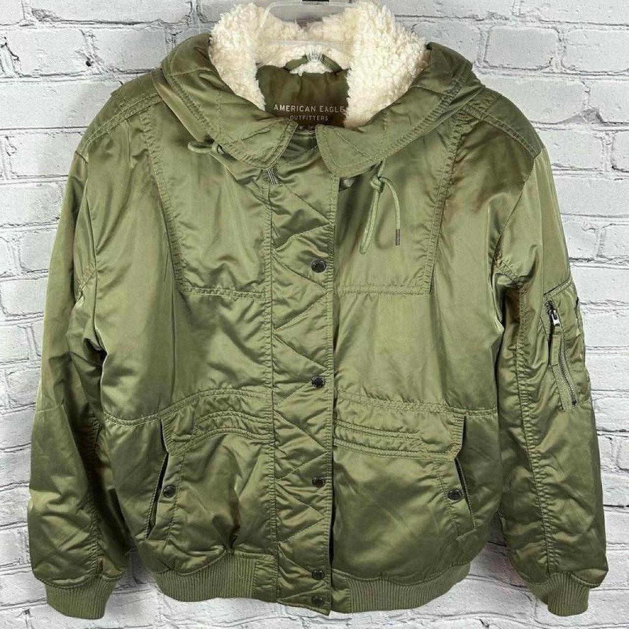 American eagle green bomber on sale jacket