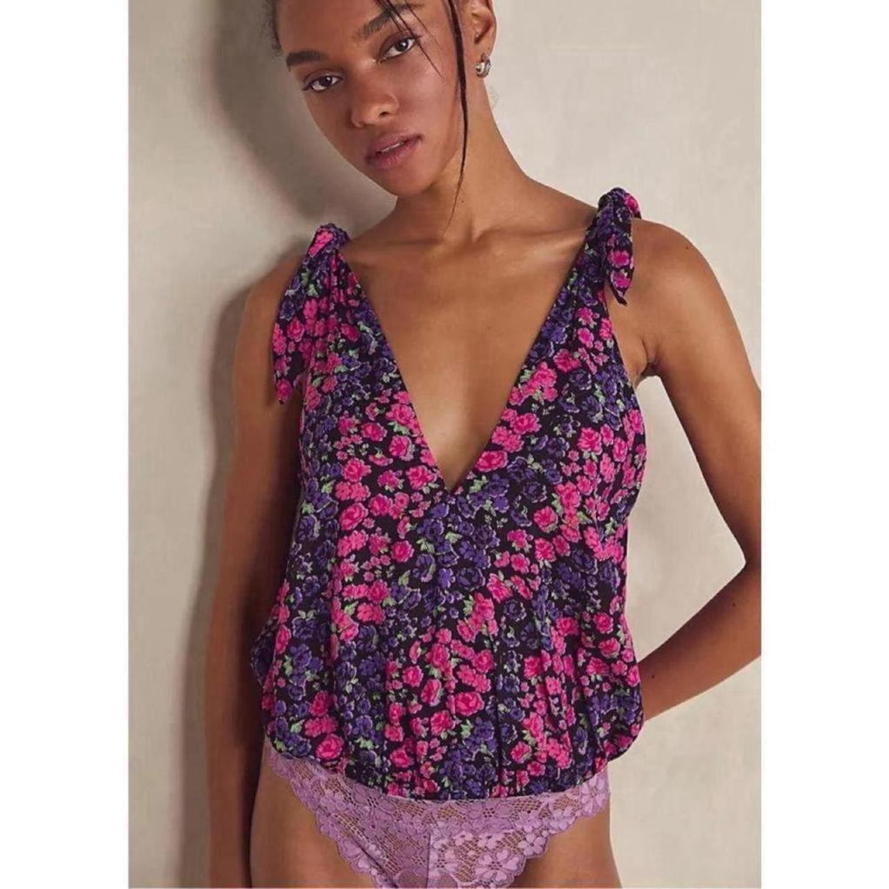 NWT Free People Bare It All Floral Bodysuit Tank - Depop