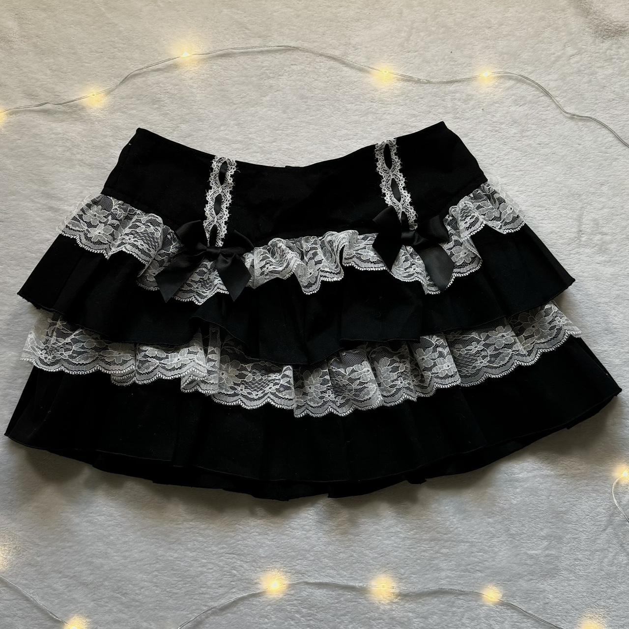 Black and white frill skirt best sale