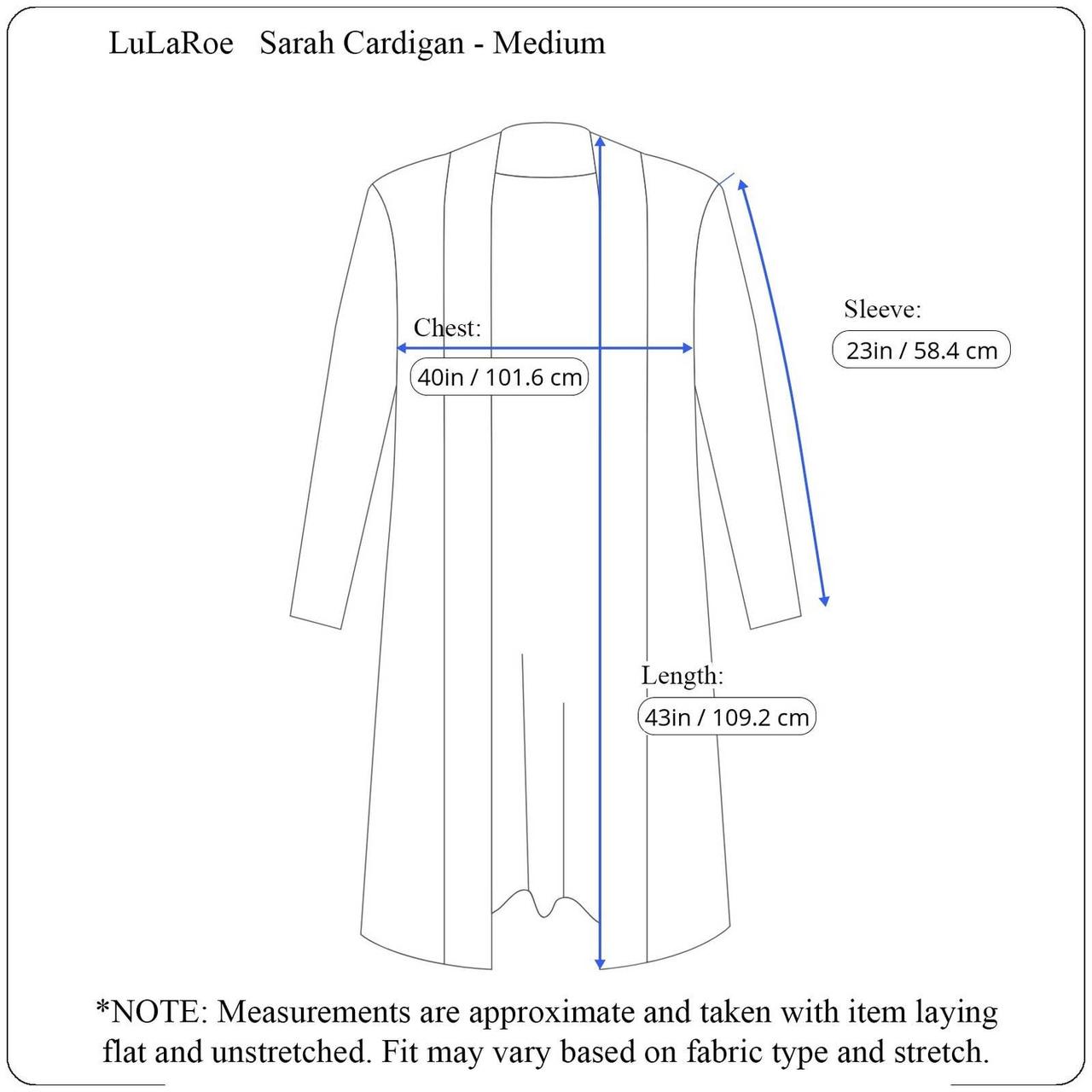 Sarah cardigan shop size chart