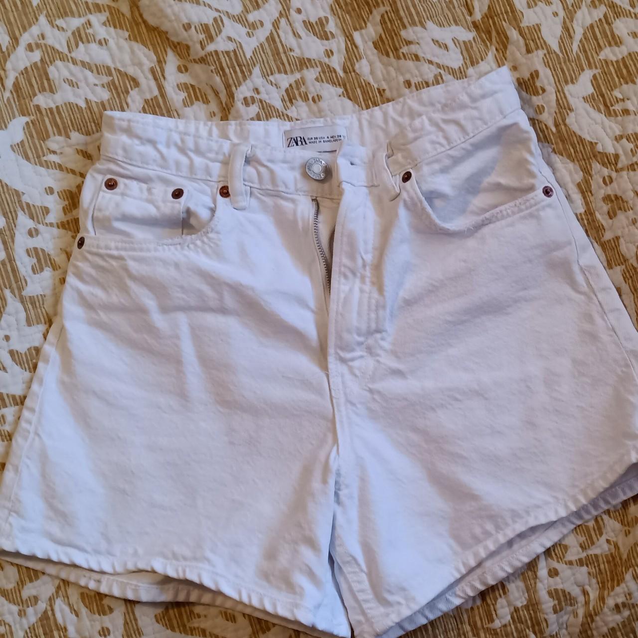 zara white high waisted shorts