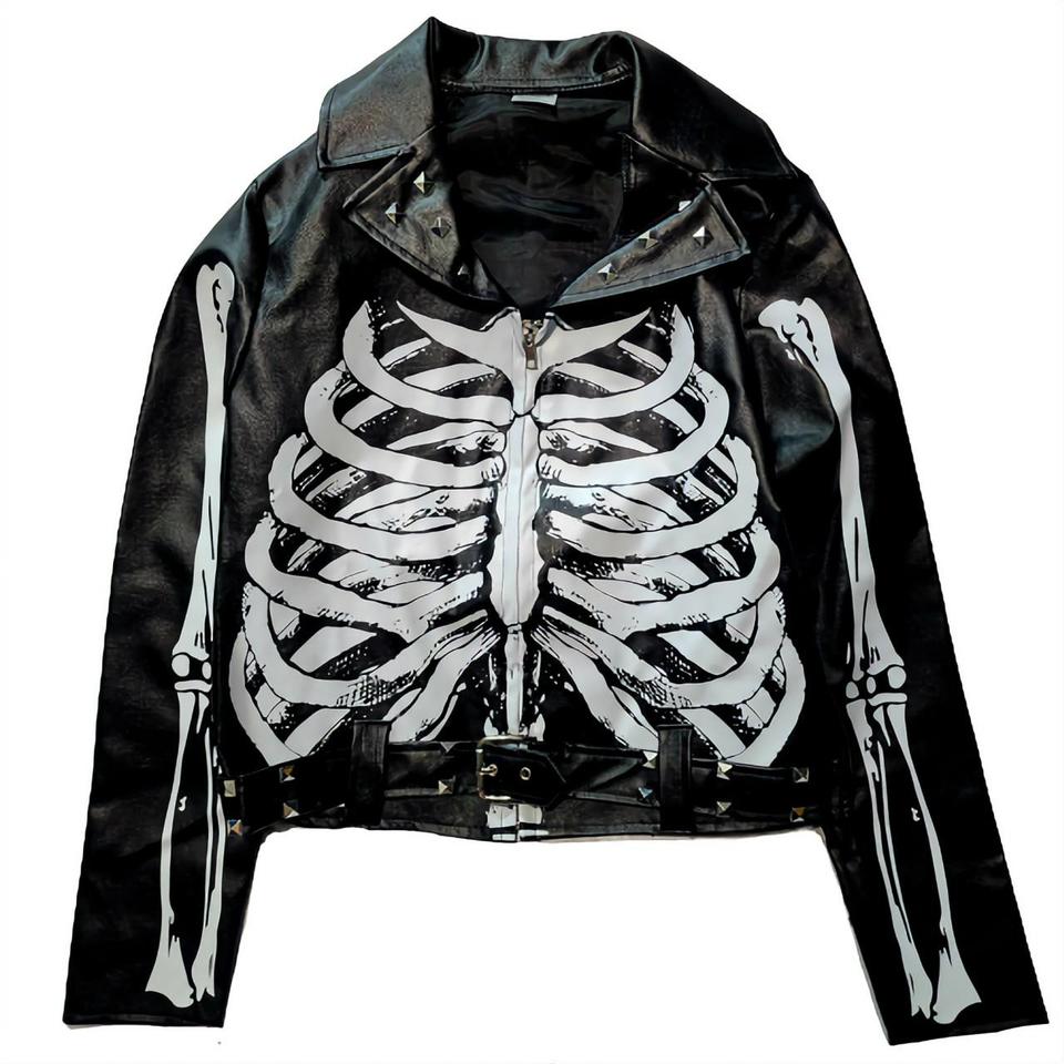 SPIRIT HALLOWEEN SKELETON STUD MOTO JACKET BRAND 