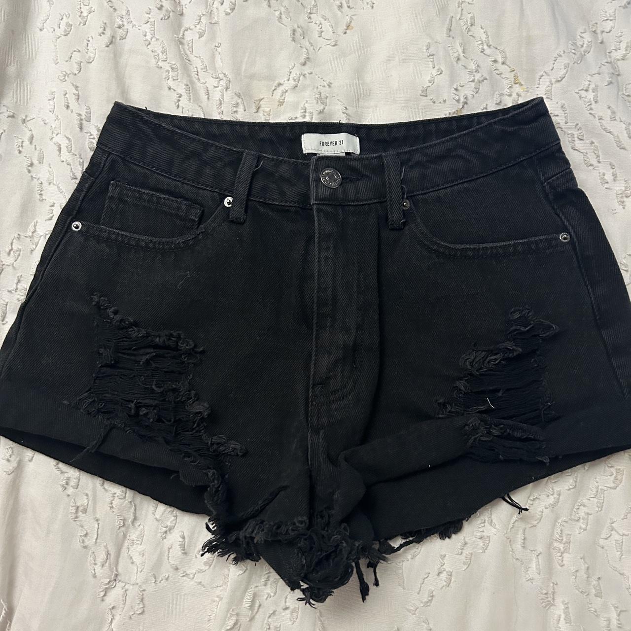 Forever 21 black ripped jean shorts