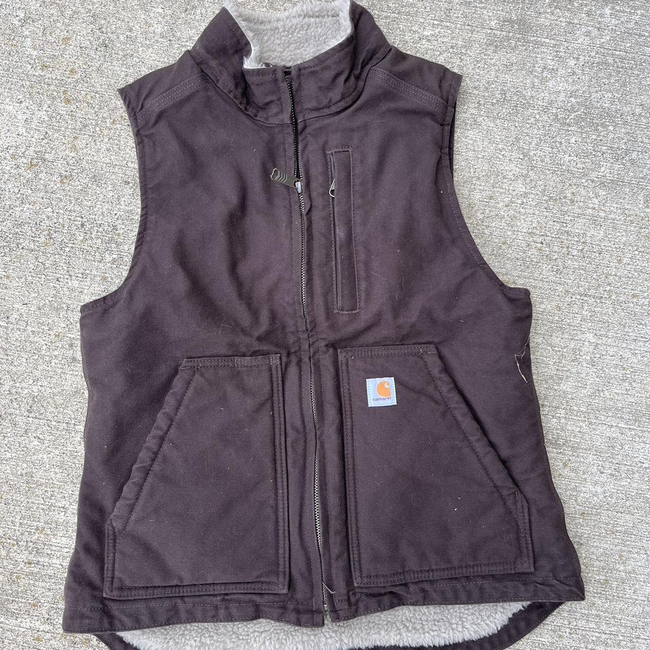 Carhartt Brown Vest With Sherpa Fur Not Sure Why It Depop carhartt-flame-resistant-mockneck-sherpa-lined-vest-carhartt-shirts