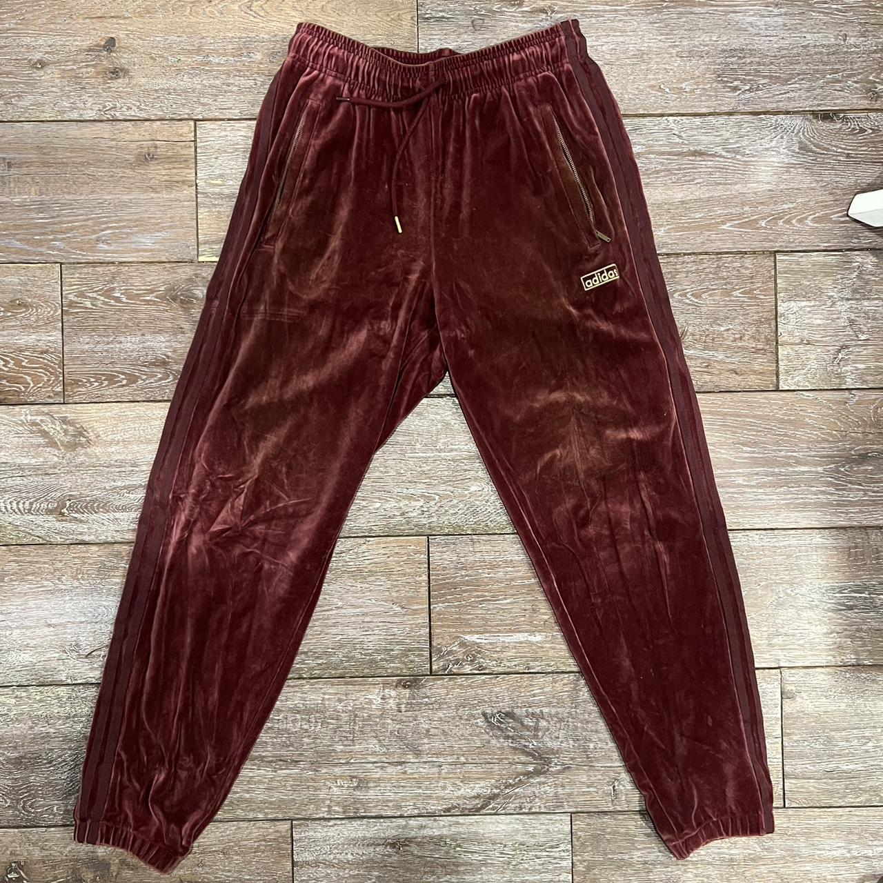 adidas velour tracksuit mens burgundy