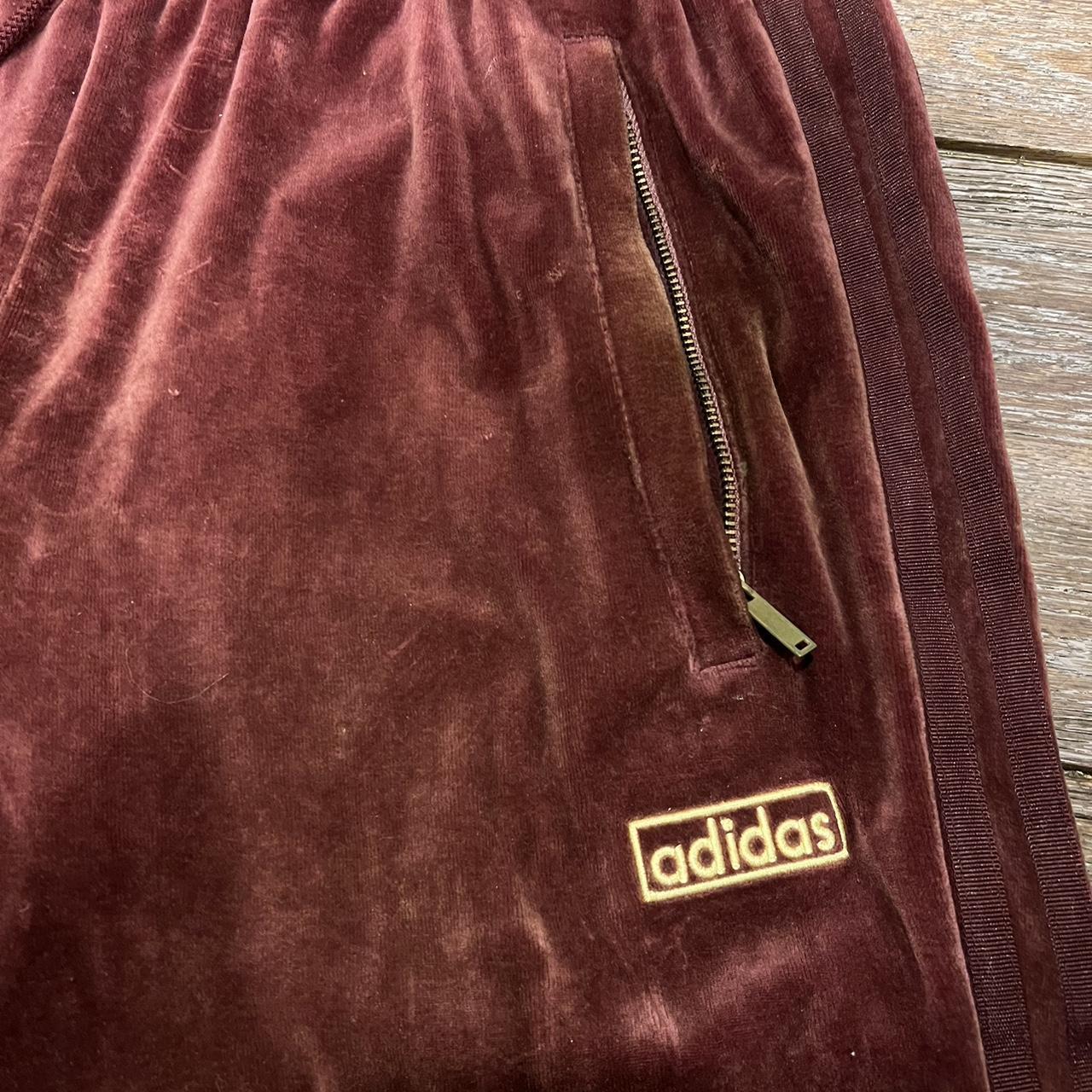 adidas velour tracksuit mens burgundy