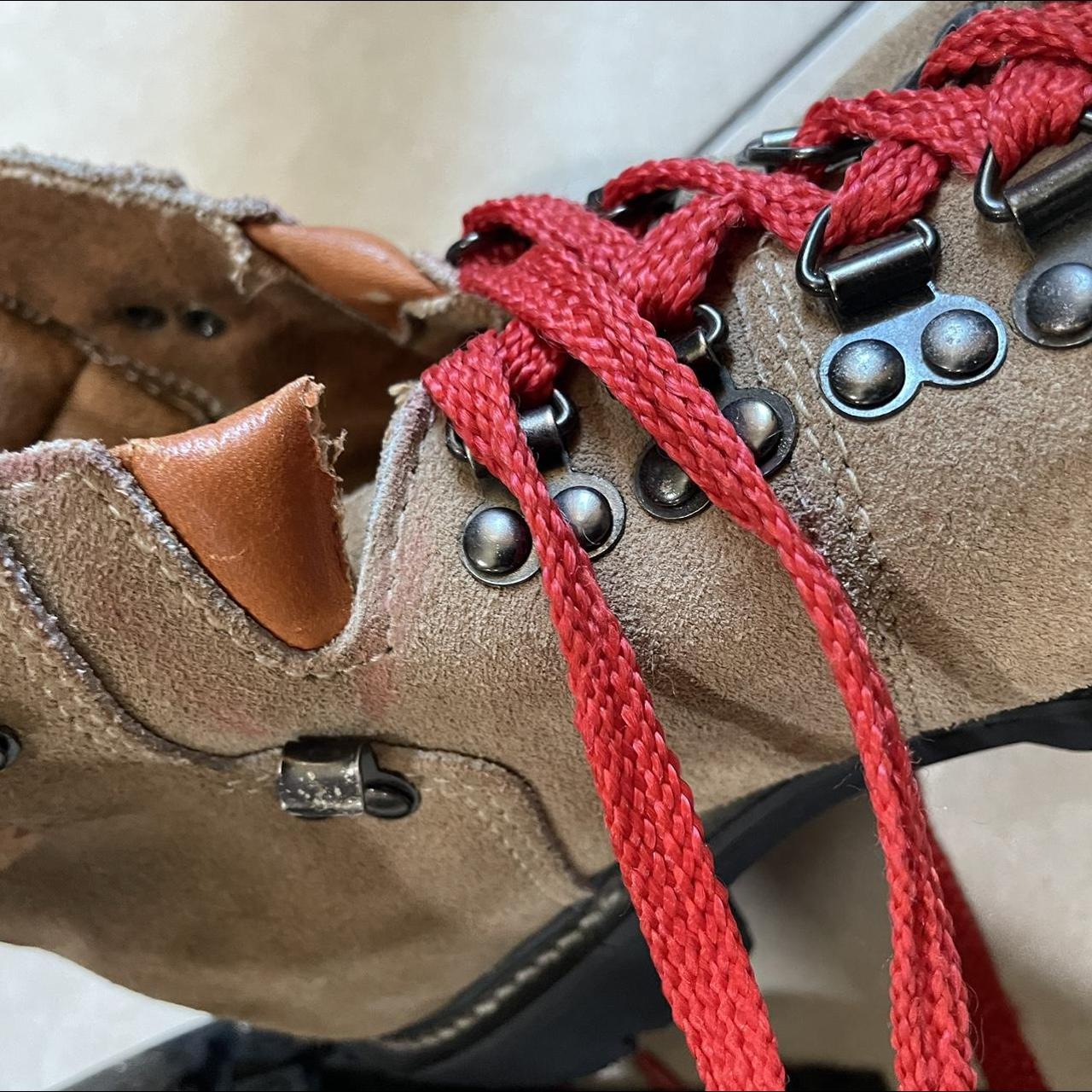 Vintage Montblanc hiking boots Red laces Tear in... Depop