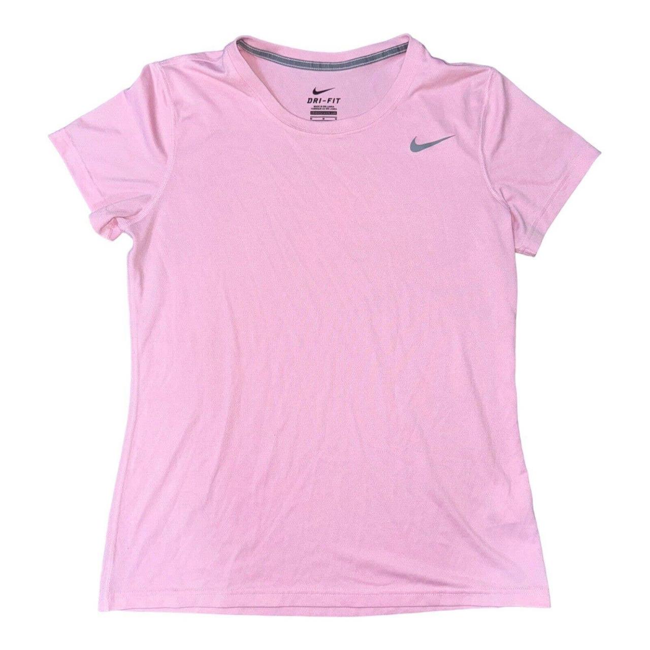 Nike Women's Dri-Fit Pink Short Sleeve Athletic... - Depop