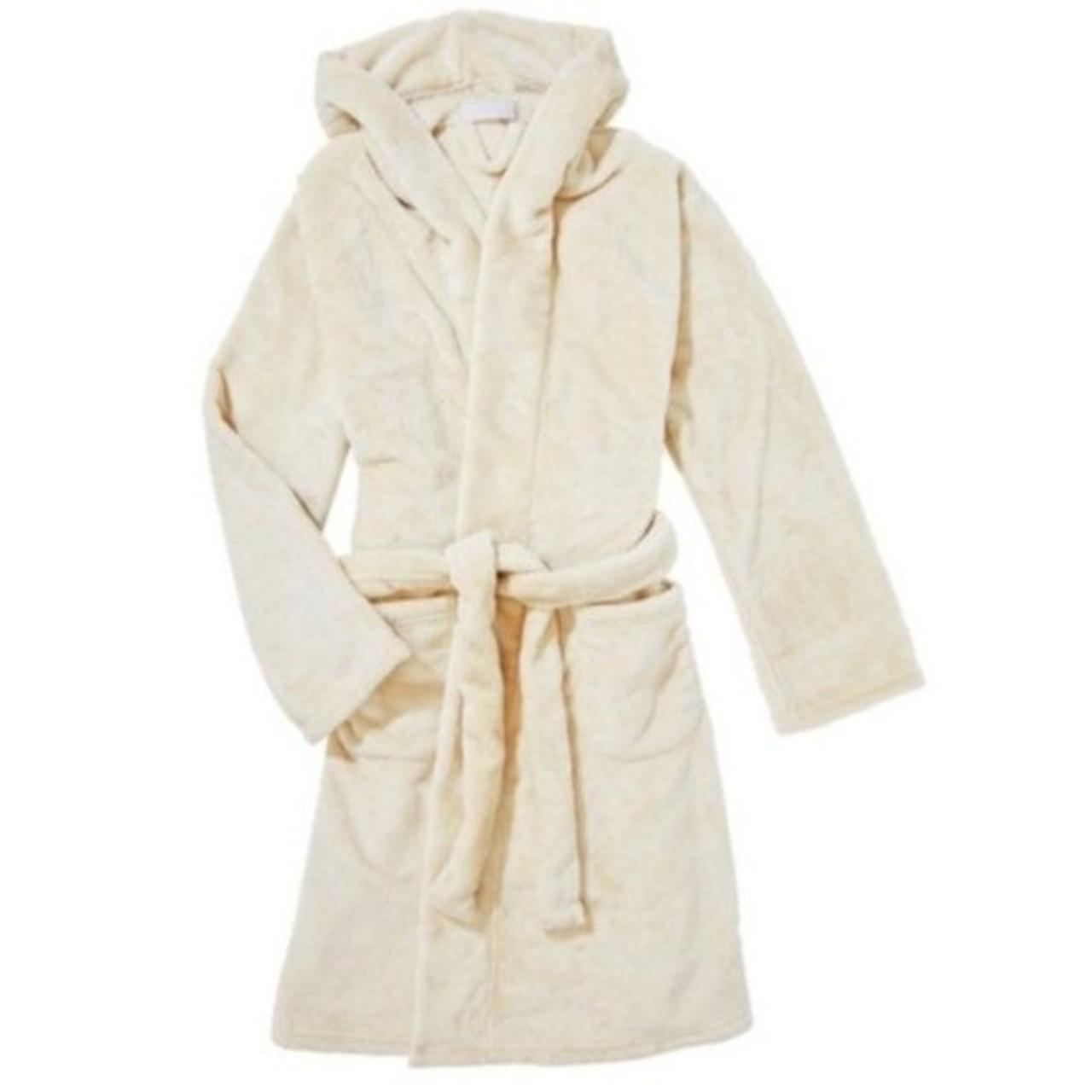 Summer & Rose Plush Cream Hooded Bath Robe Women's... - Depop