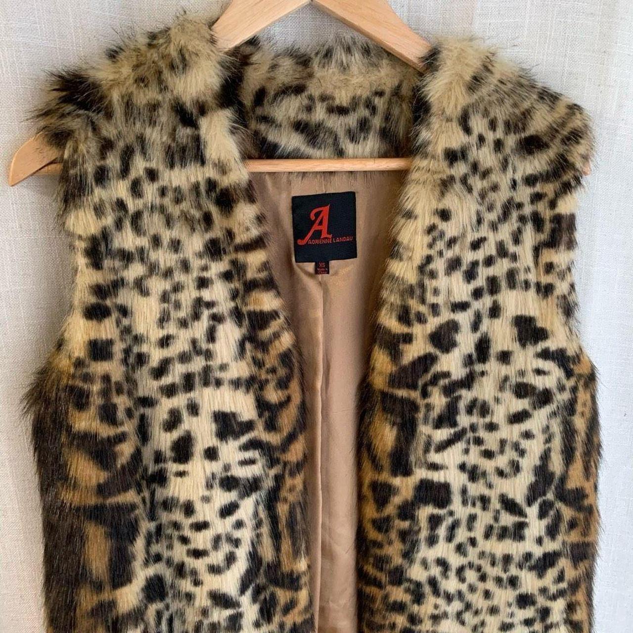 Vintage Adrienne Landau Faux Fur Leopard Print Vest | Depop