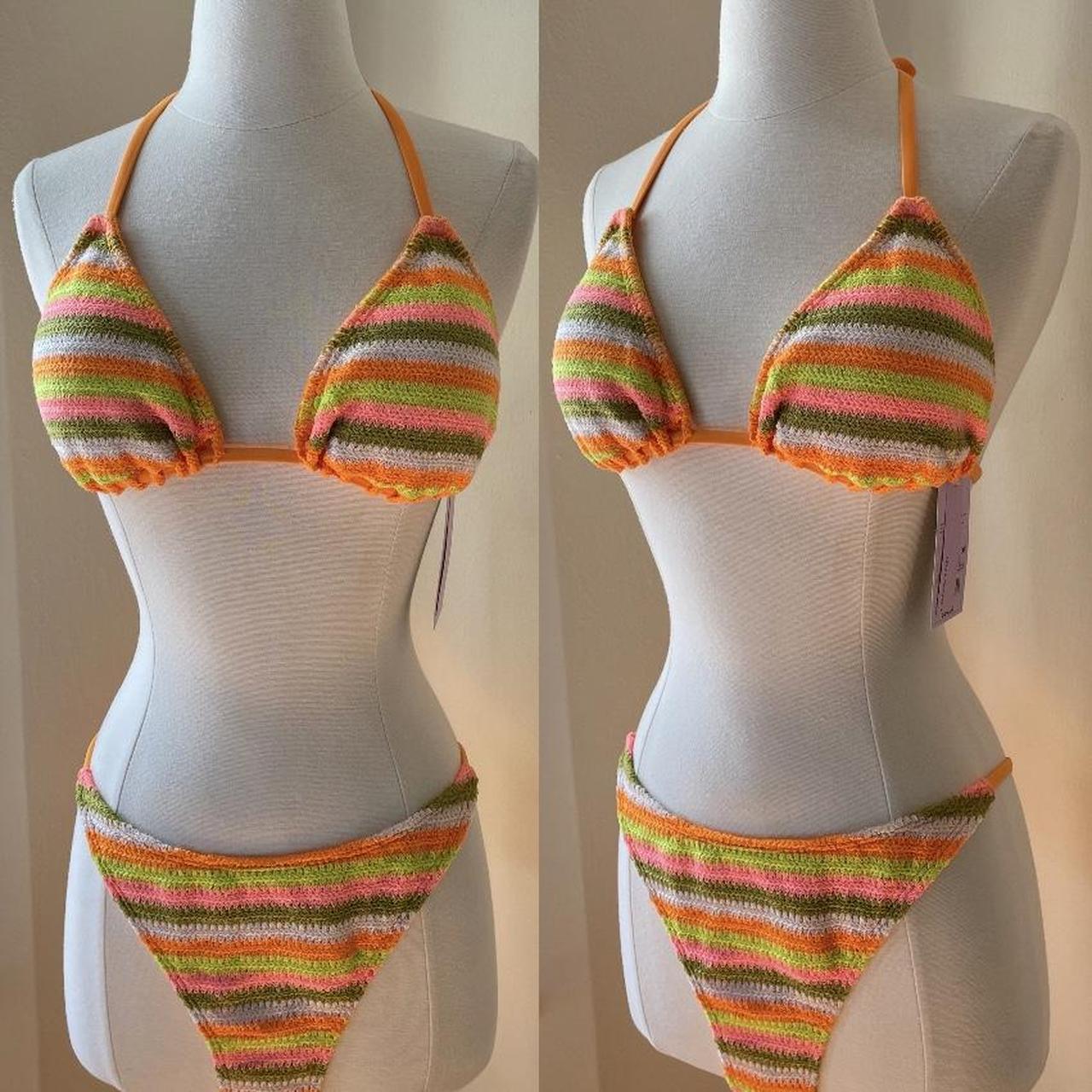 Orange Striped Crochet String Bikini Target Retro