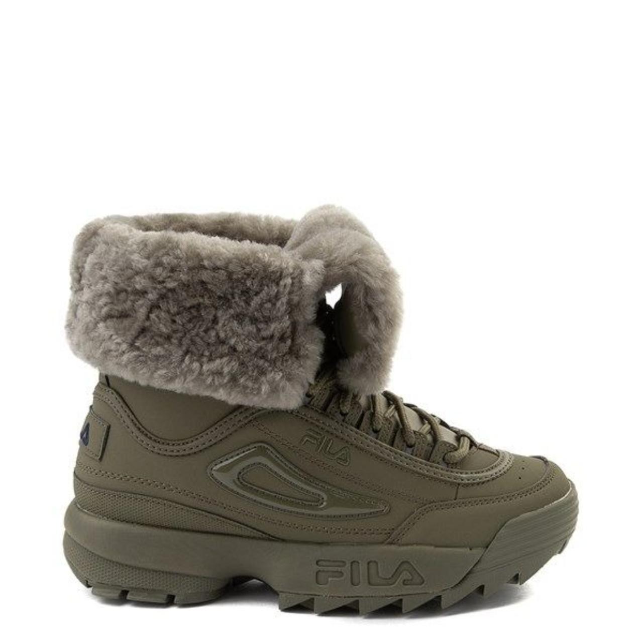 Fila Women s Disruptor Shearling Boots Olive Sz. Depop