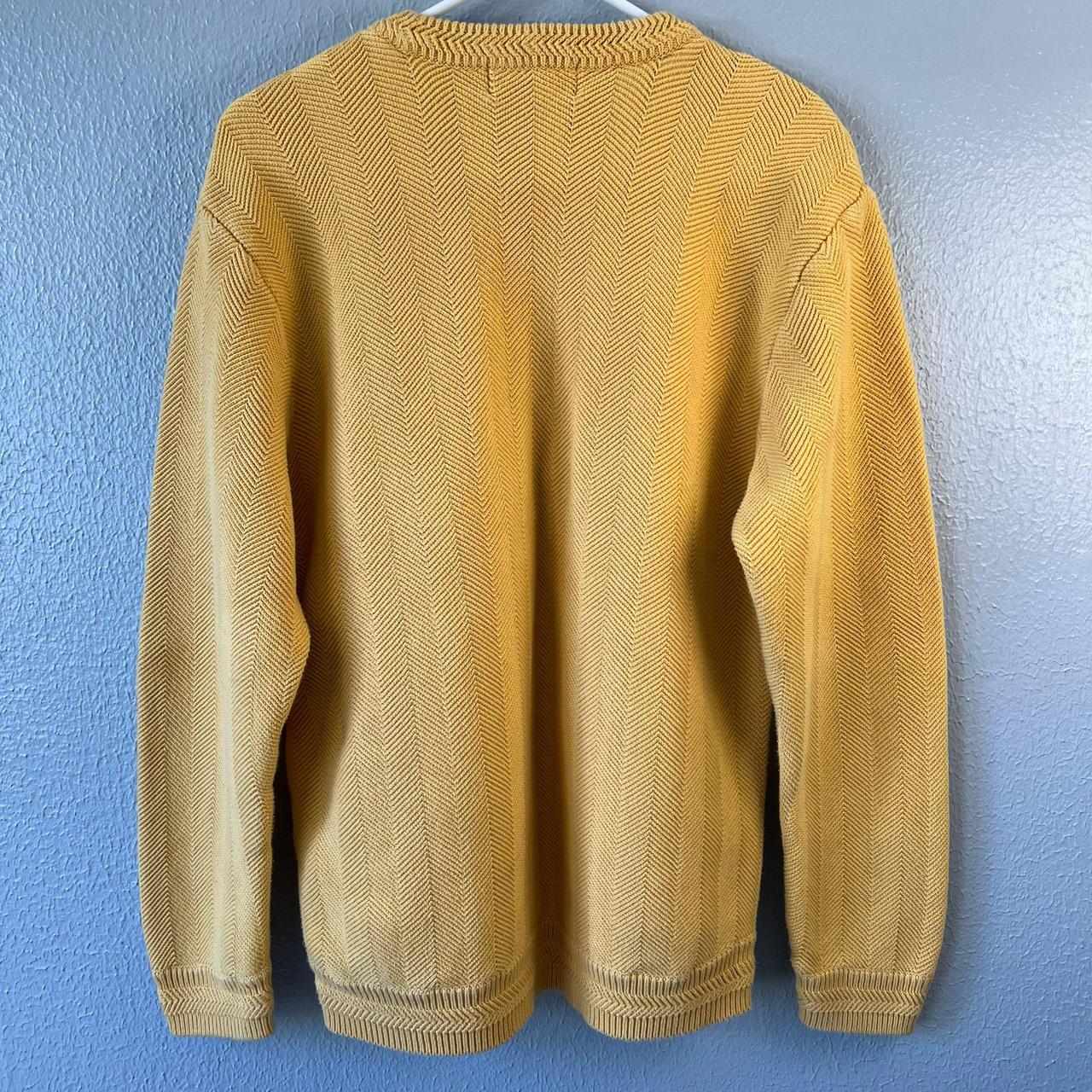 Chaps Mens Yellow Knit Sweater Large Good Used... Depop