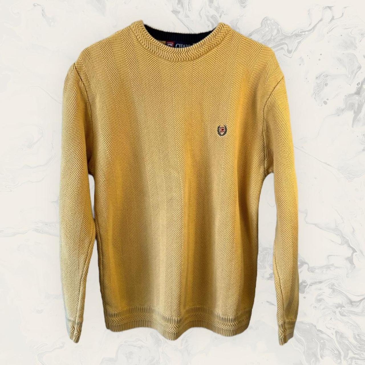 Chaps Mens Yellow Knit Sweater Large Good Used... Depop