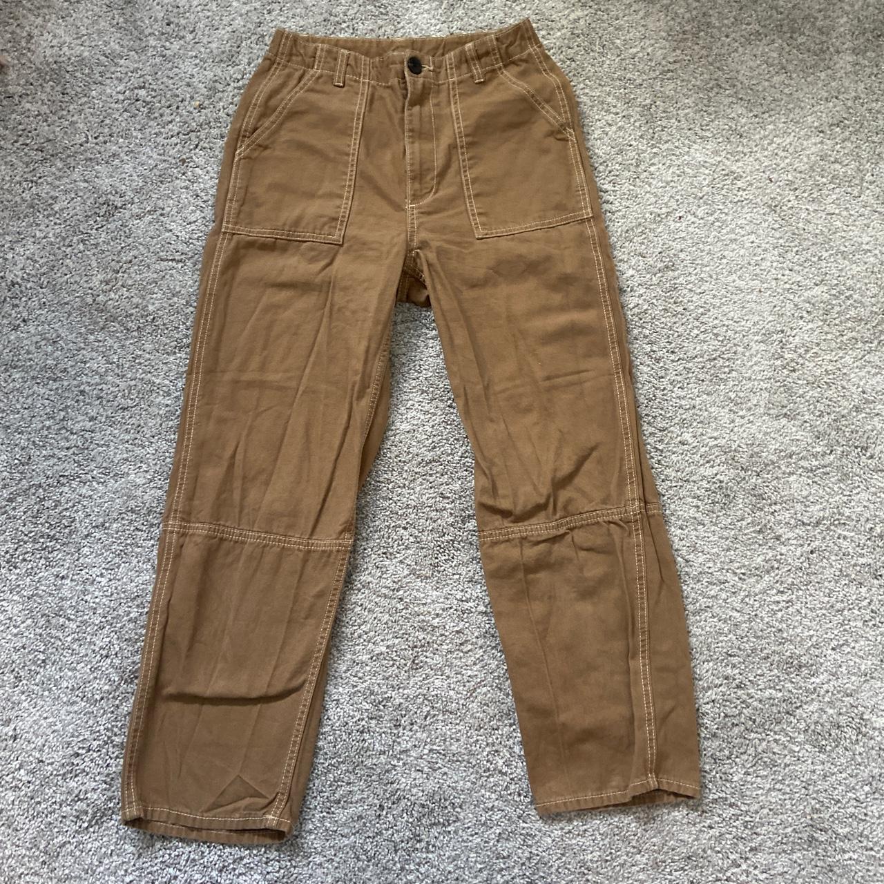 super cute high waisted beige pants with stitched... - Depop