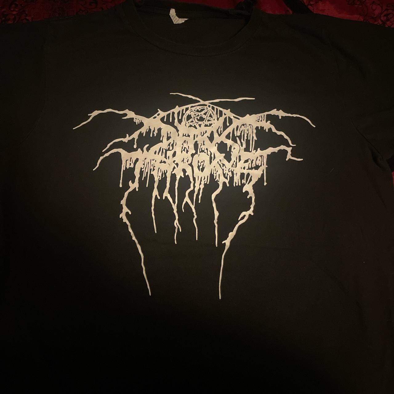 Dark Throne logo shirt WITH patch Size: Large... - Depop