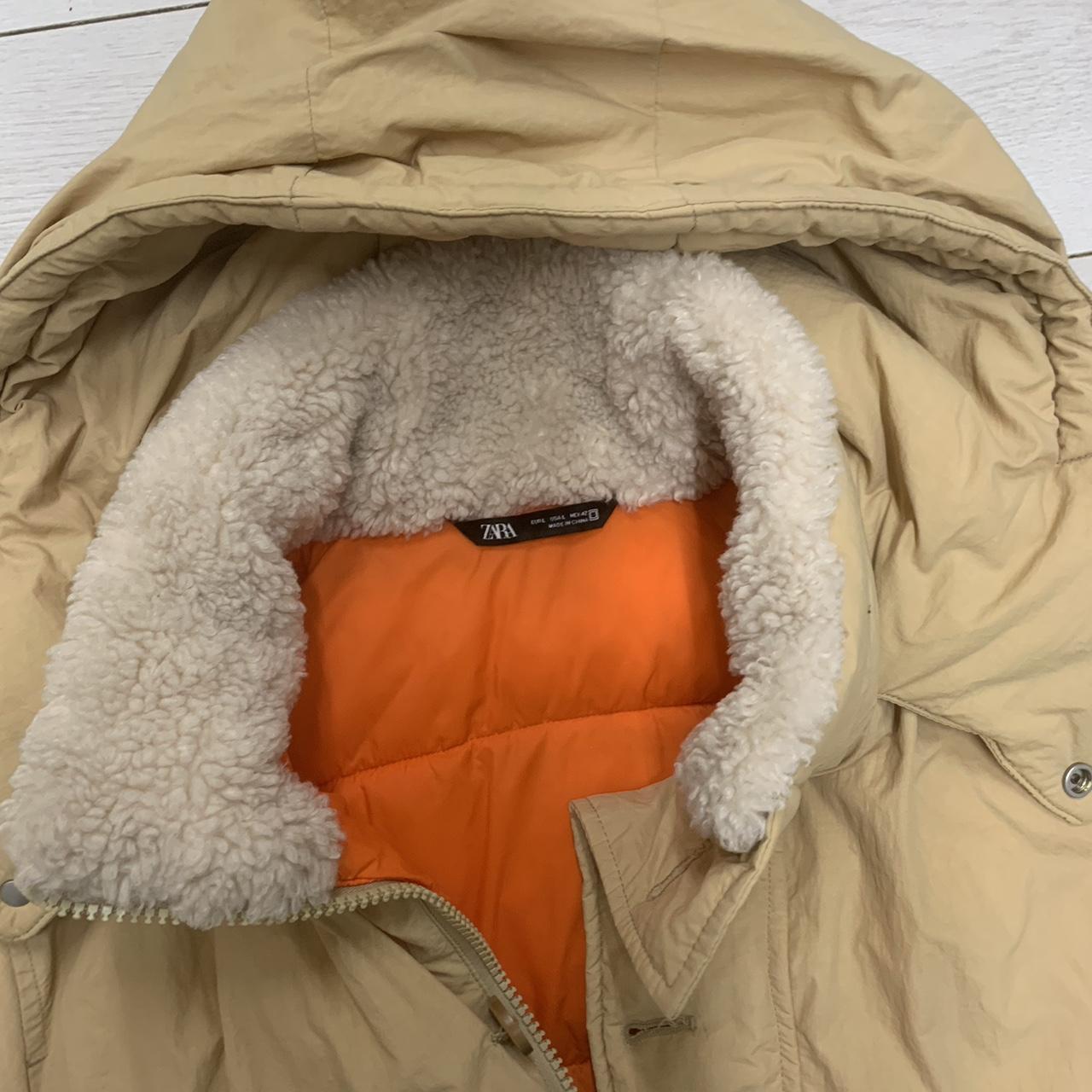 Zara puffer jacket with corduroy pocket and back... Depop