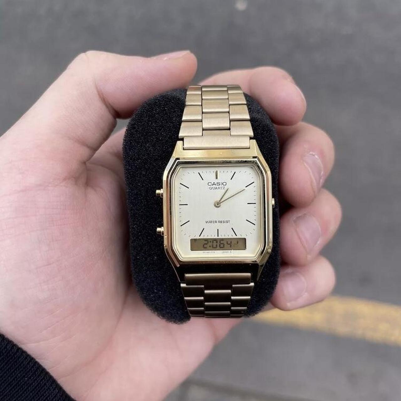 Casio quartz gold watch best sale