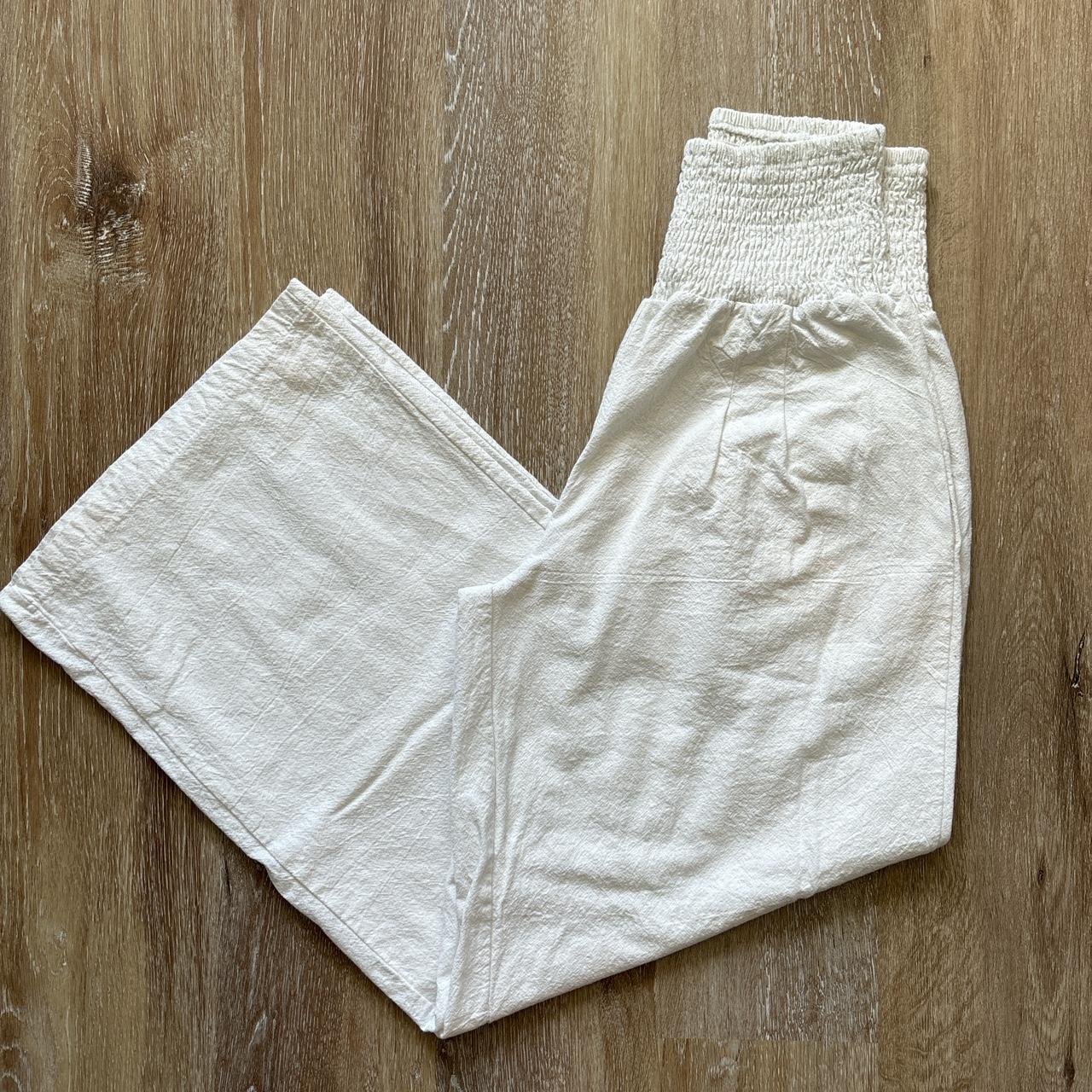 nwot beachy linen high waisted pants so cute and... Depop