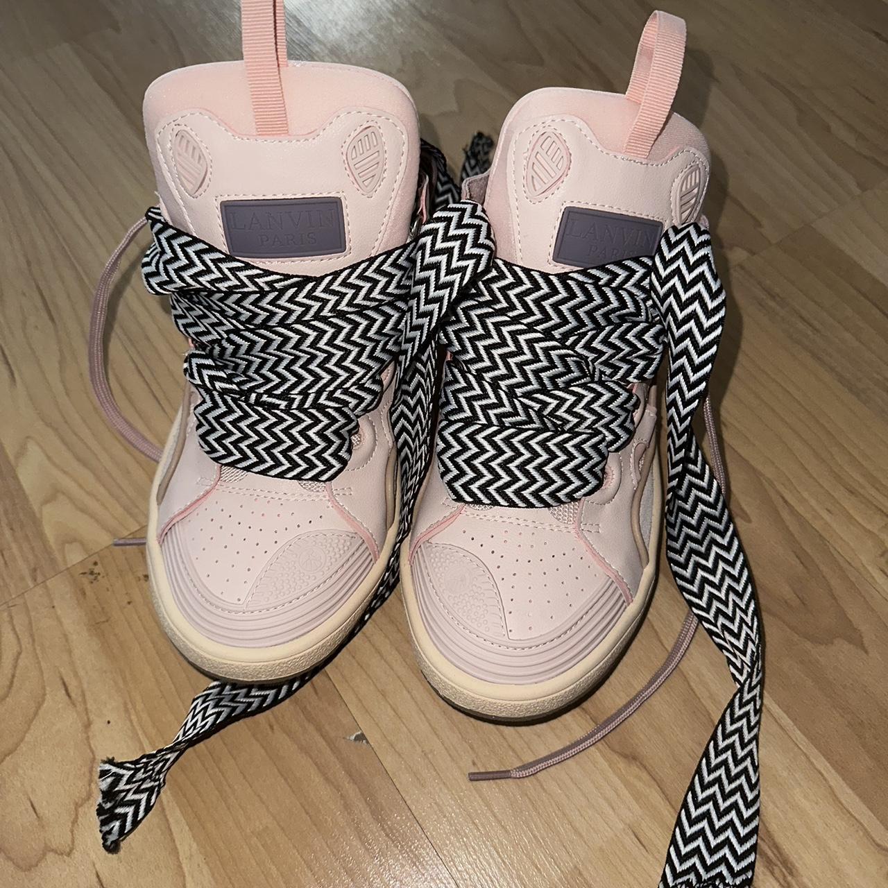 Lanvin Women's Pink and Black Trainers | Depop