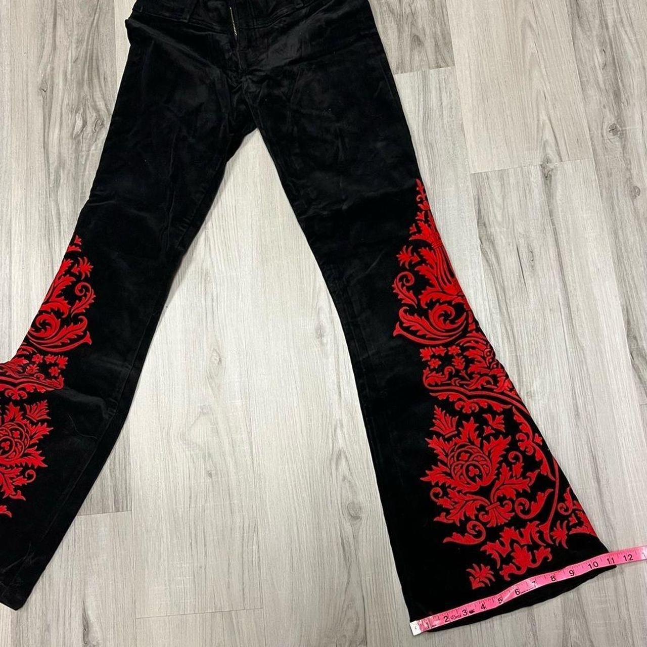 Vintage JNCO flare leg pants in black velvet with