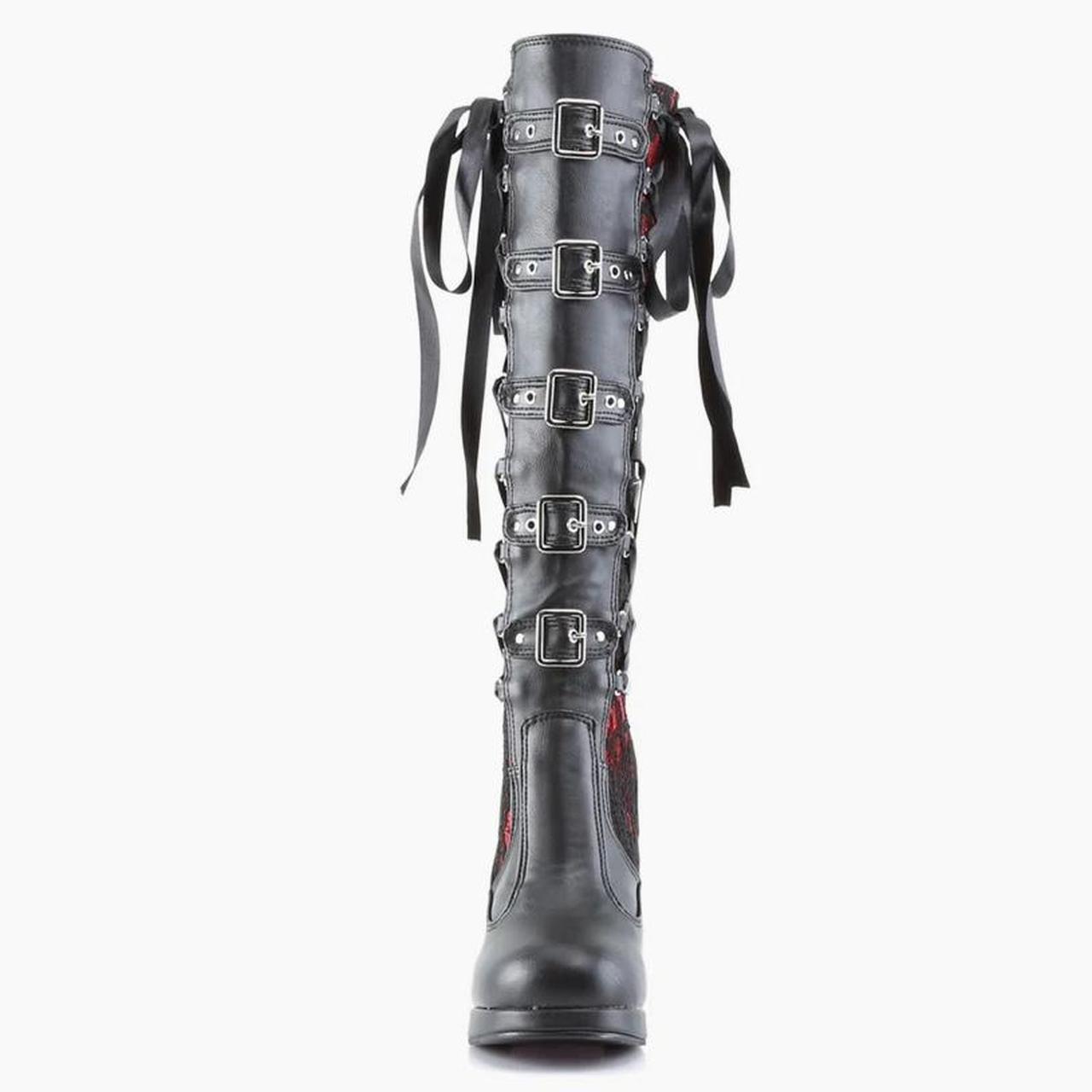 Vintage DEMONIA Crypto-106 Knee-High Boots Black Red | Depop