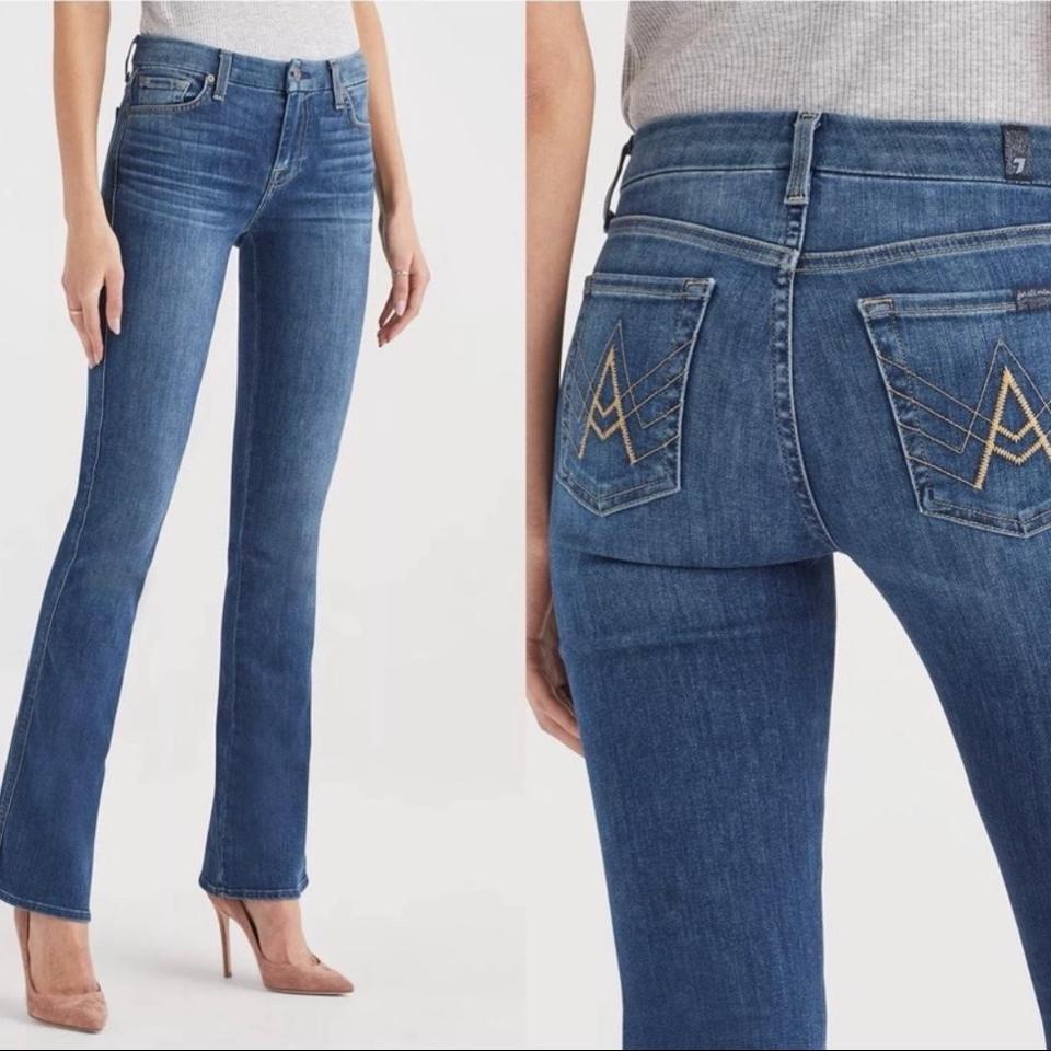 7 for All Mankind A Pocket Flare Jeans in Anthem - Depop