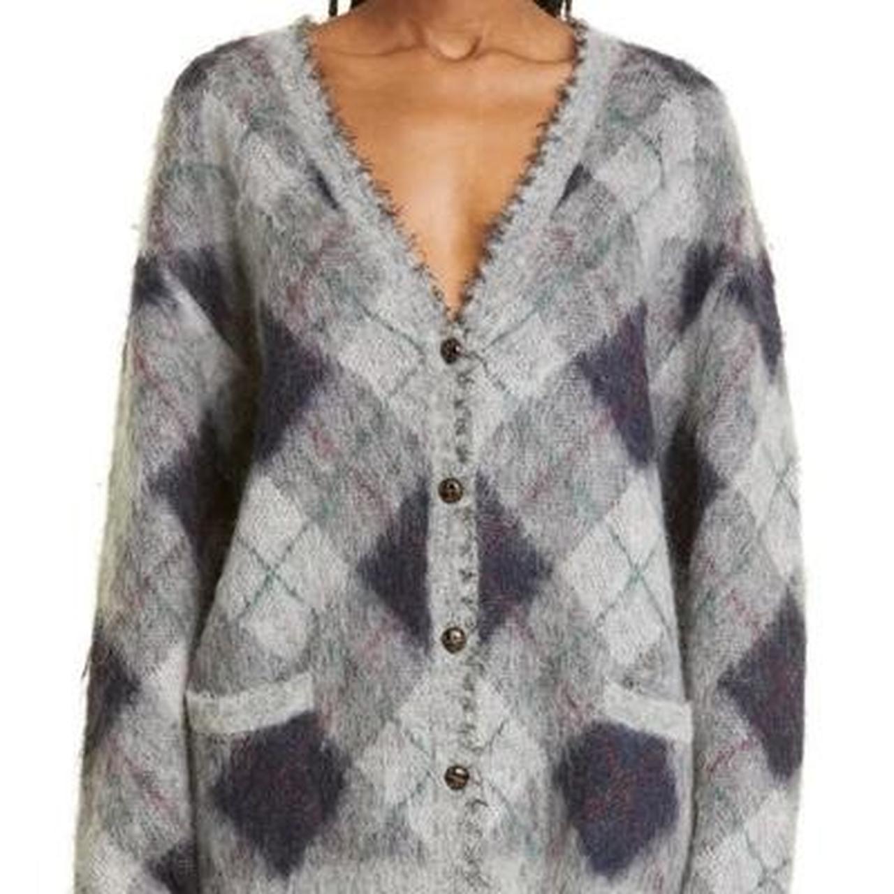 r13 oversize grey argyle mohair cardigan size | Depop