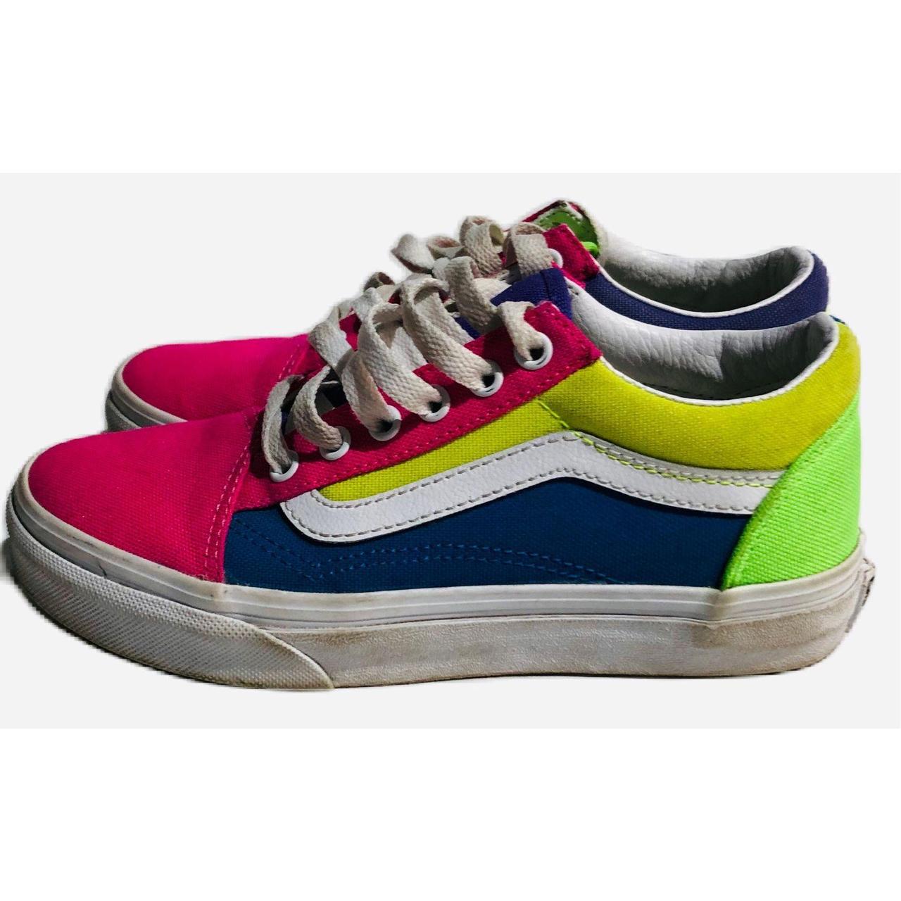 Vans Old Skool Neon Color Block Skate Shoes Kids... Depop