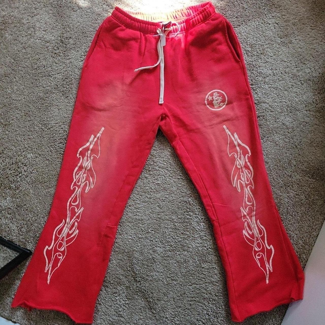 HellStar red flared sweatpants brand new size... - Depop