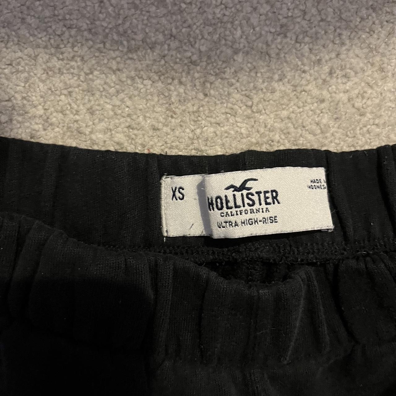 black hollister sweatpants says high waisted but - Depop