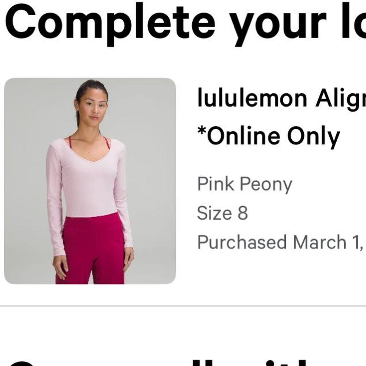 Lulu align long sleeve Color pink peony 💕 Size 8 no tag - Depop