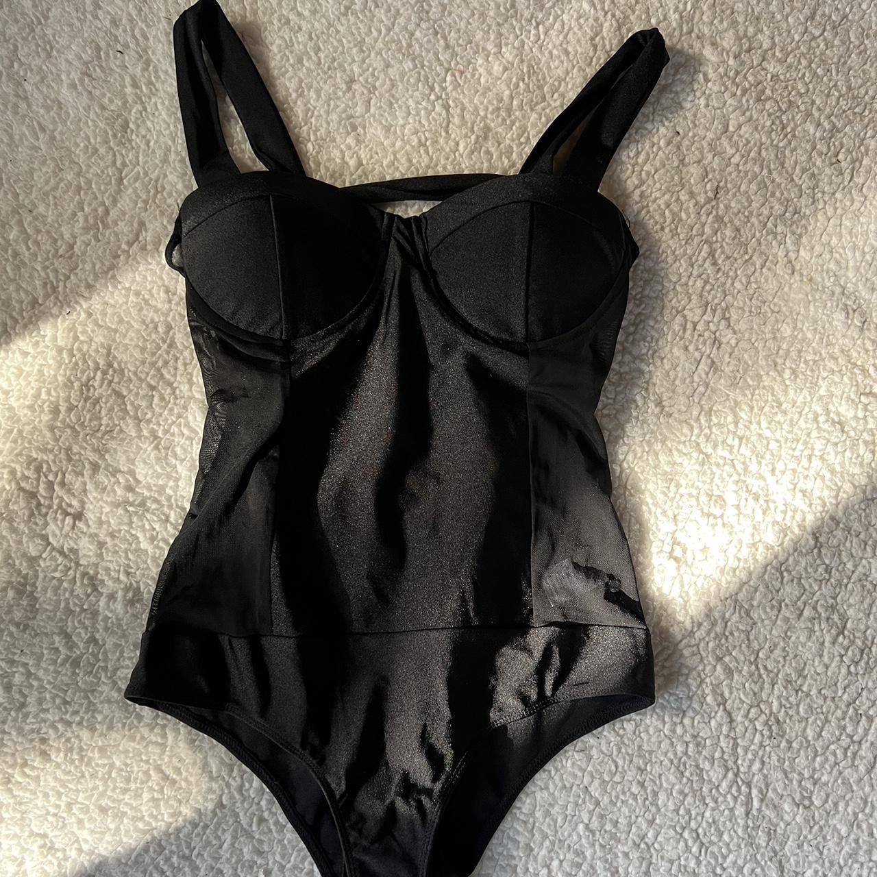 Black see-through body suit Women M - Depop