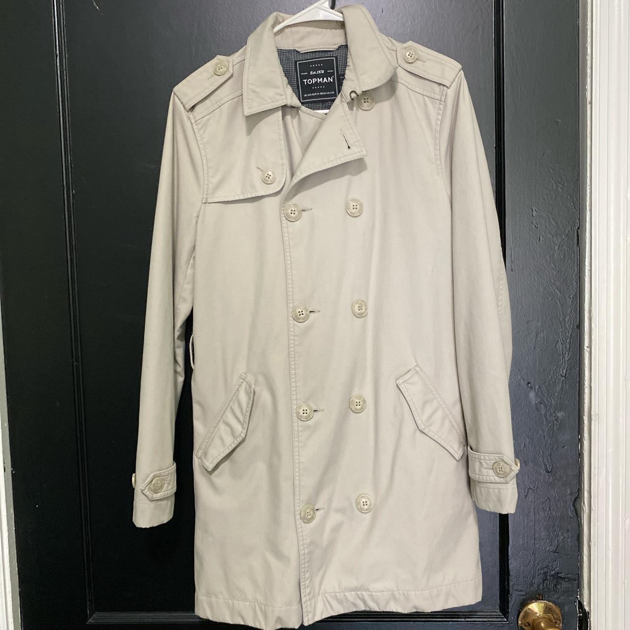 Topman Men's Cream and Tan Coat | Depop