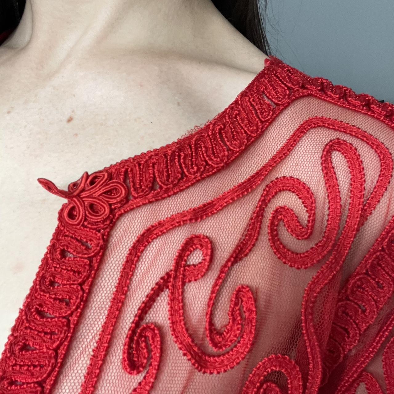 **SOLD** Incredible sheer red lace cardigan with... - Depop