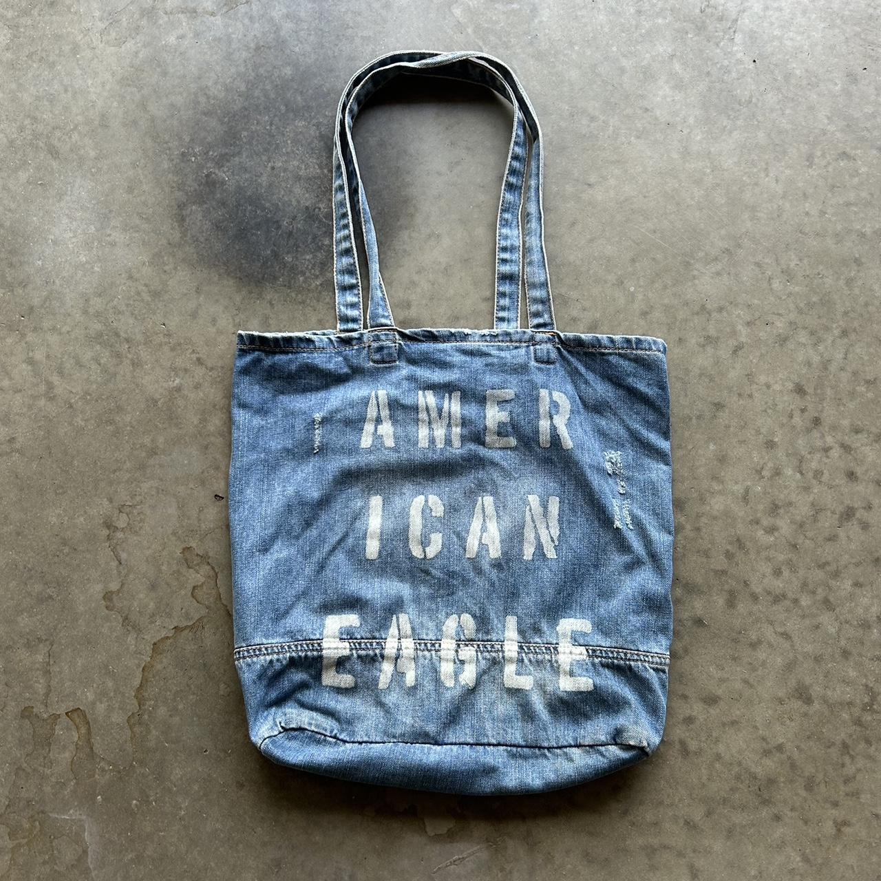 Y2K Denim Tote Bag American Eagle Distressing all