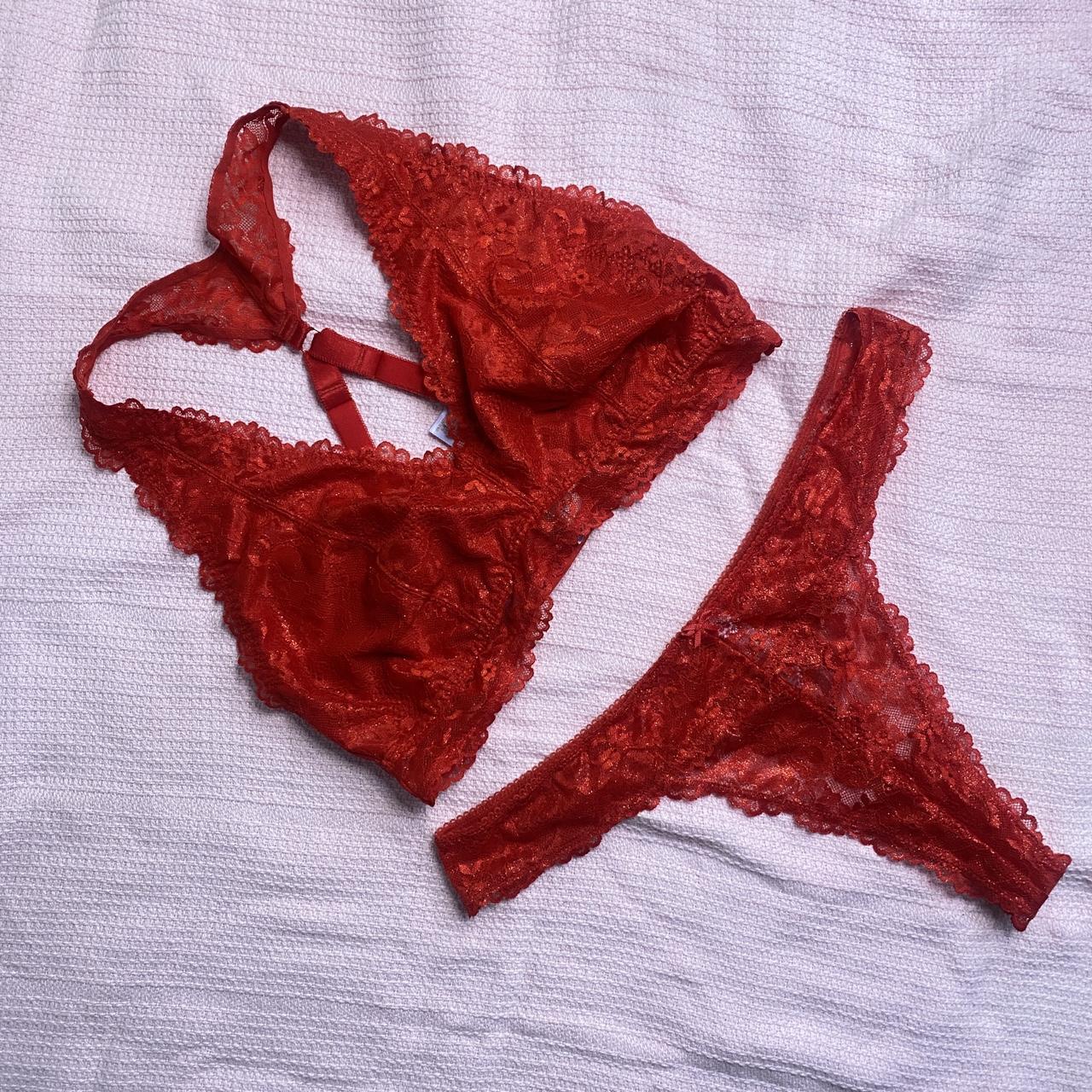 XL Savage X Fenty bralette and thong set red with - Depop