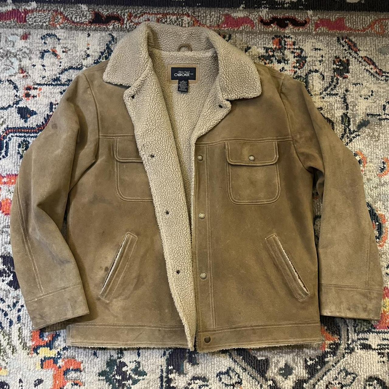 Cherokee wool lined suede leather jacket - some... - Depop