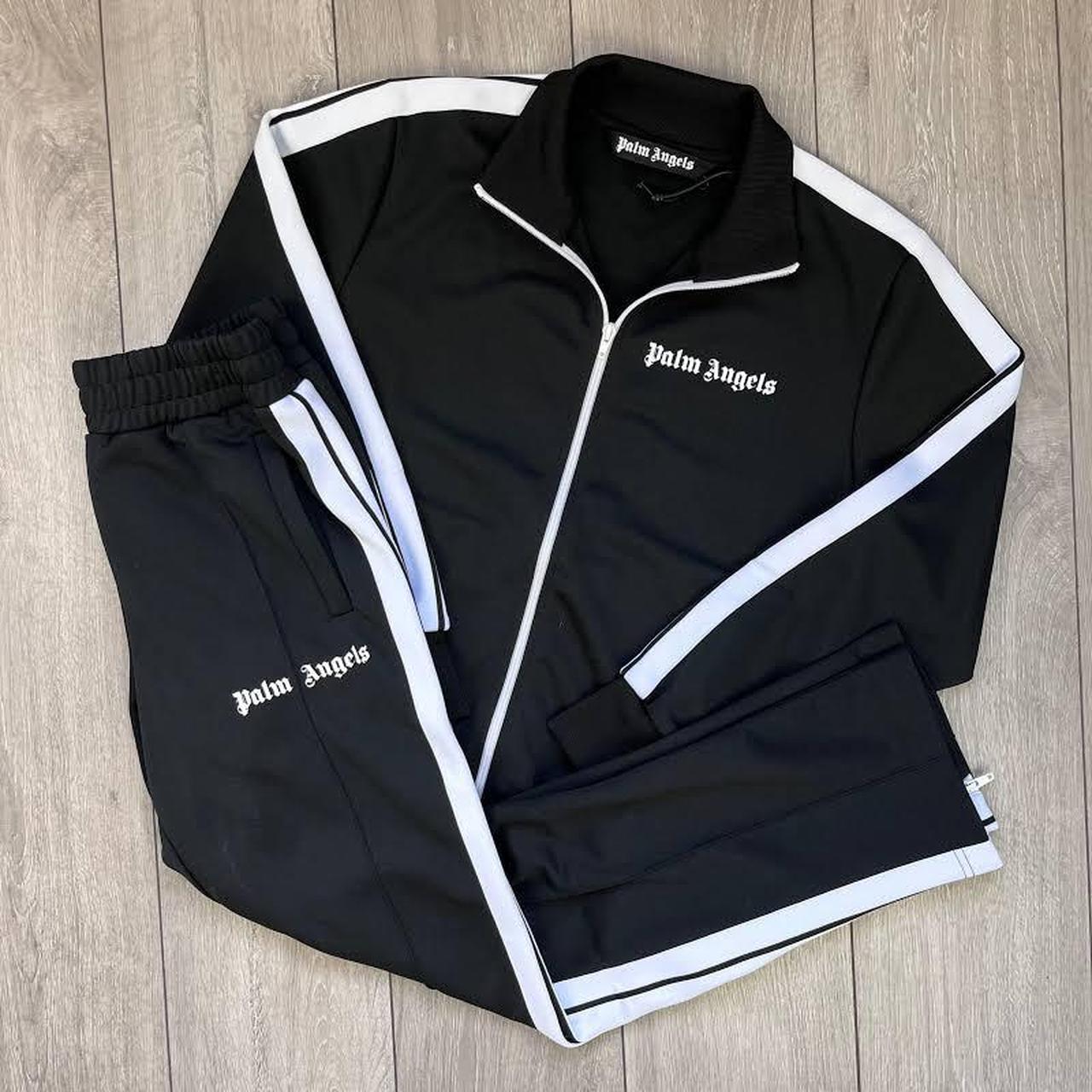 Palm Angels Men's Black and White Top | Depop