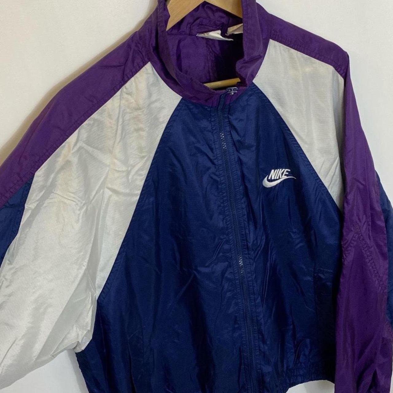 90 s Purple and White Nike Track Jacket Size