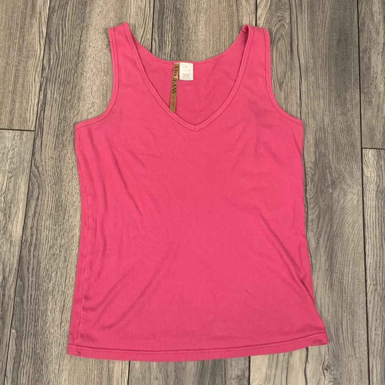 A.B.S JEANS pink v neck tank top size medium,... - Depop