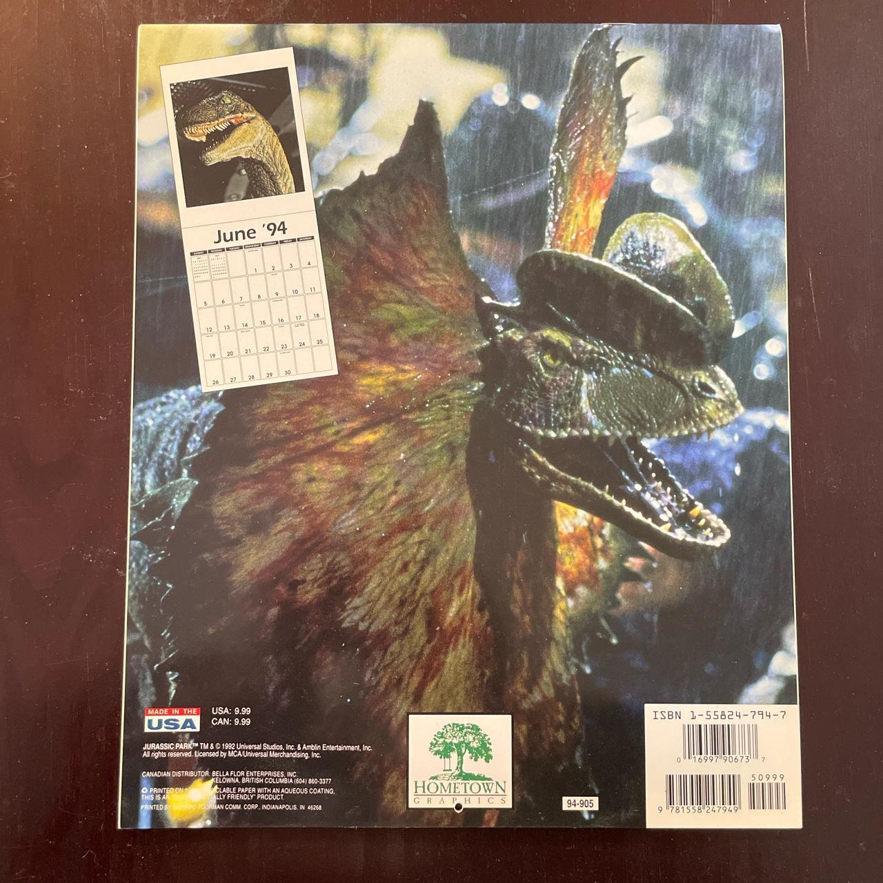 Vintage 1994 Jurassic Park Calendar Excellent... Depop