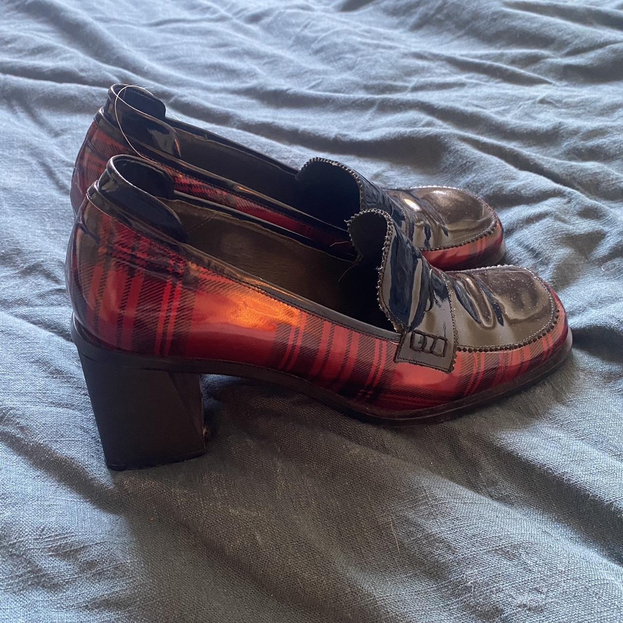 Red heeled sale loafers