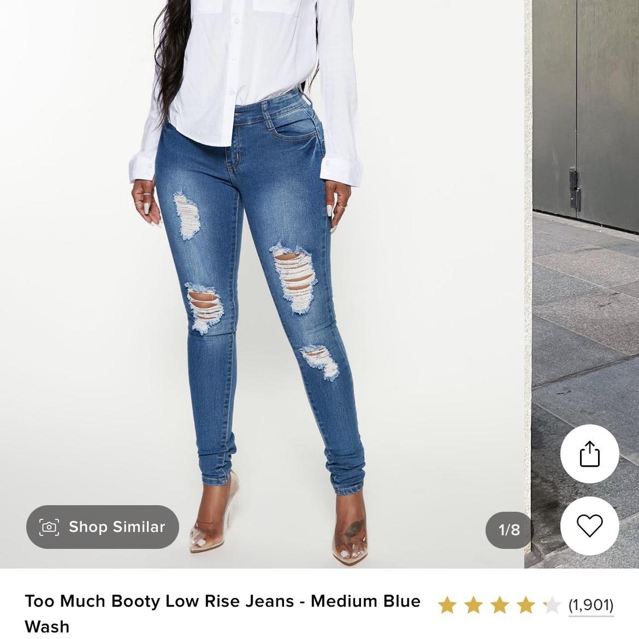Too Much Booty Low Rise Jeans - Medium Blue Wash
