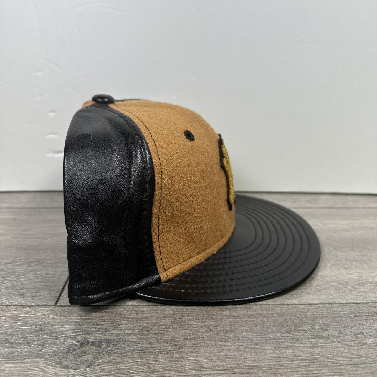 Leather and wool New York Yankees BLACK and gold Hat - Depop
