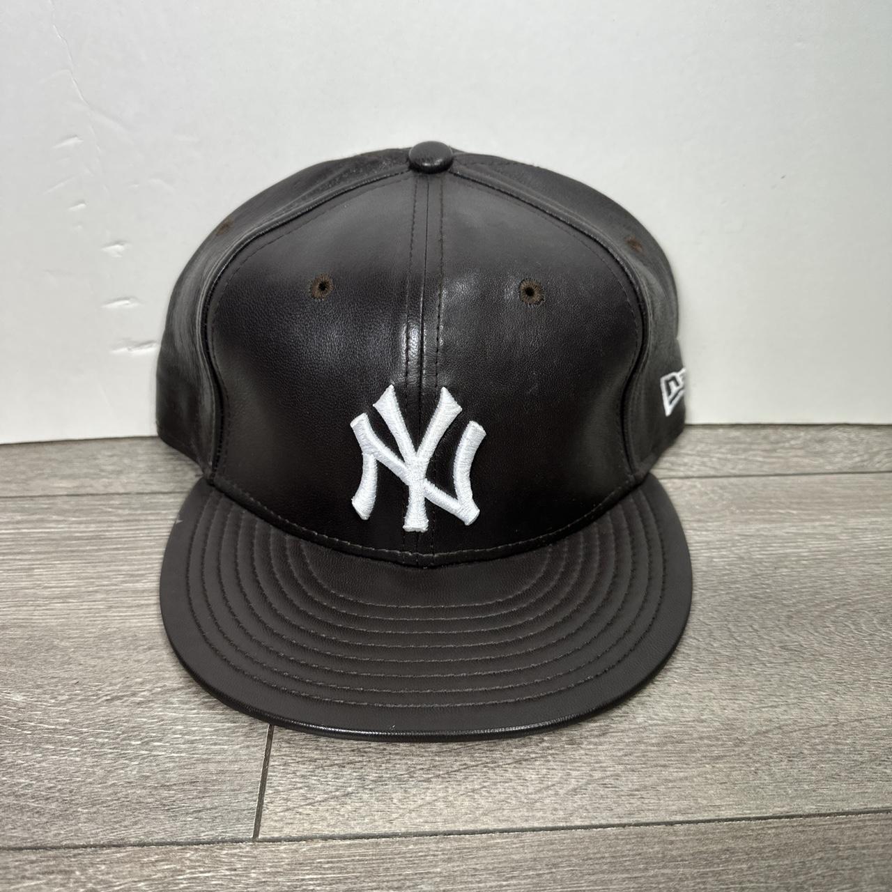 Vintage New Era New York Yankee Genuine 100% Leather... - Depop