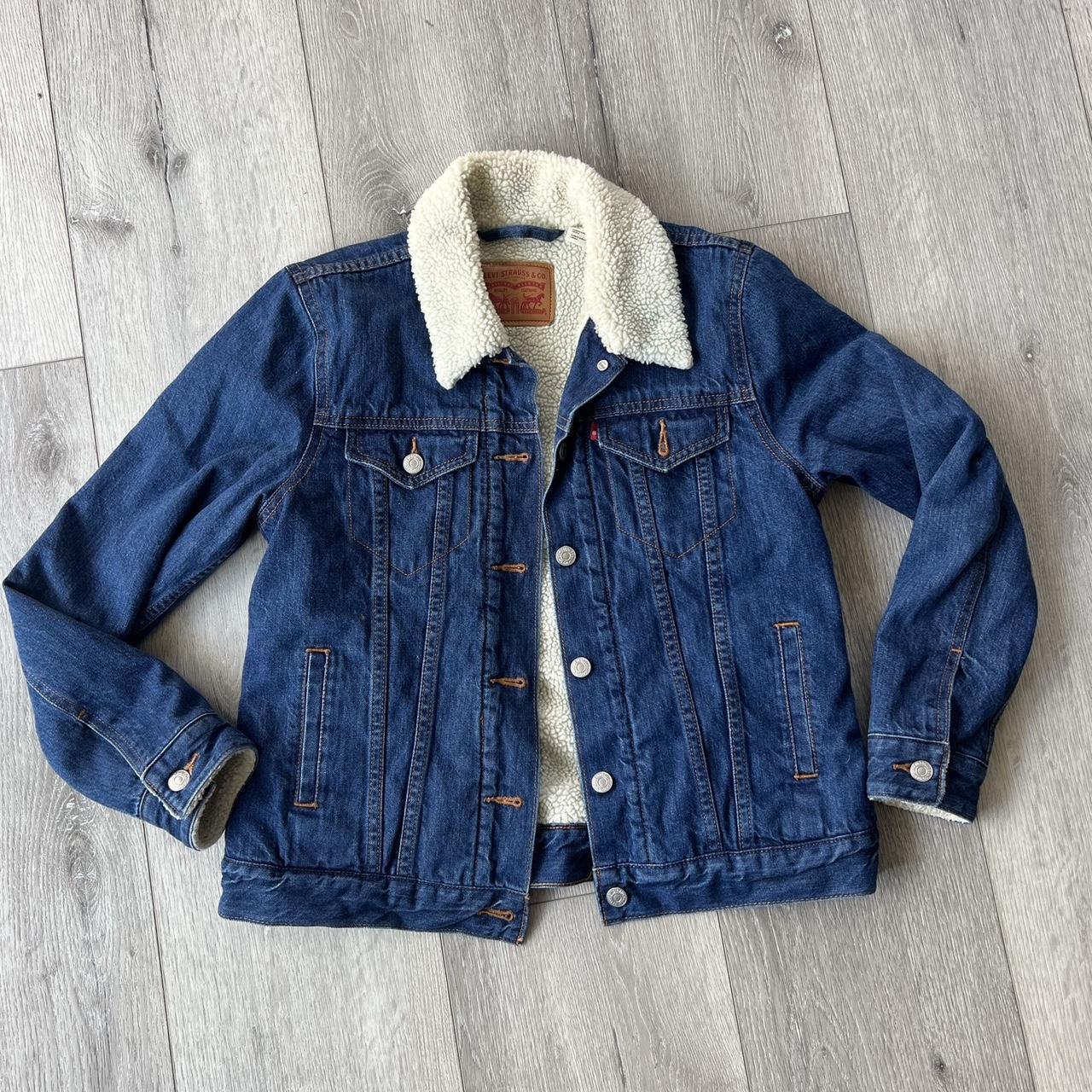 Levi’s Fur Denim Jacket Size M Good Loose Fit... - Depop