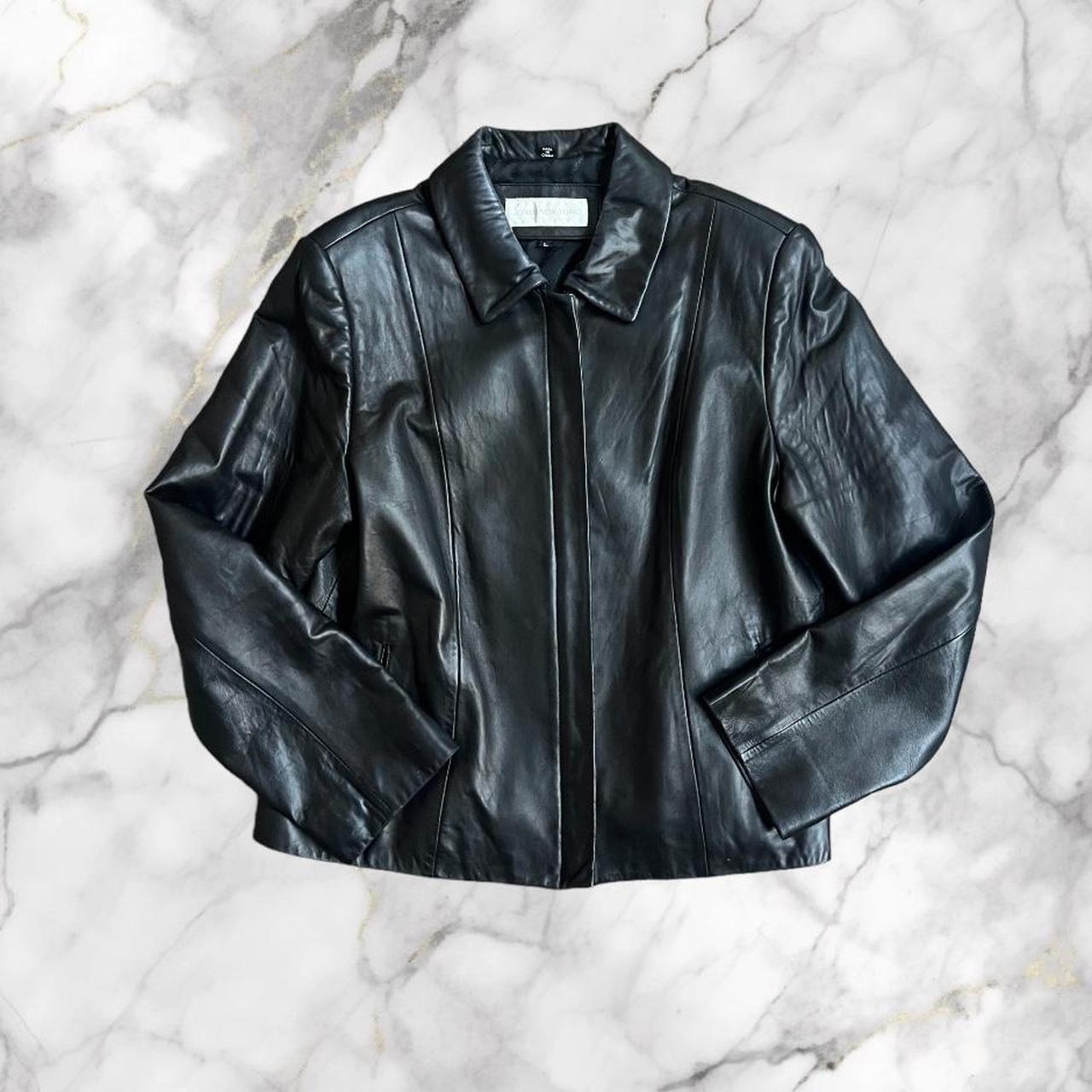 Vintage Y2K Jones New York Leather Jacket In... - Depop