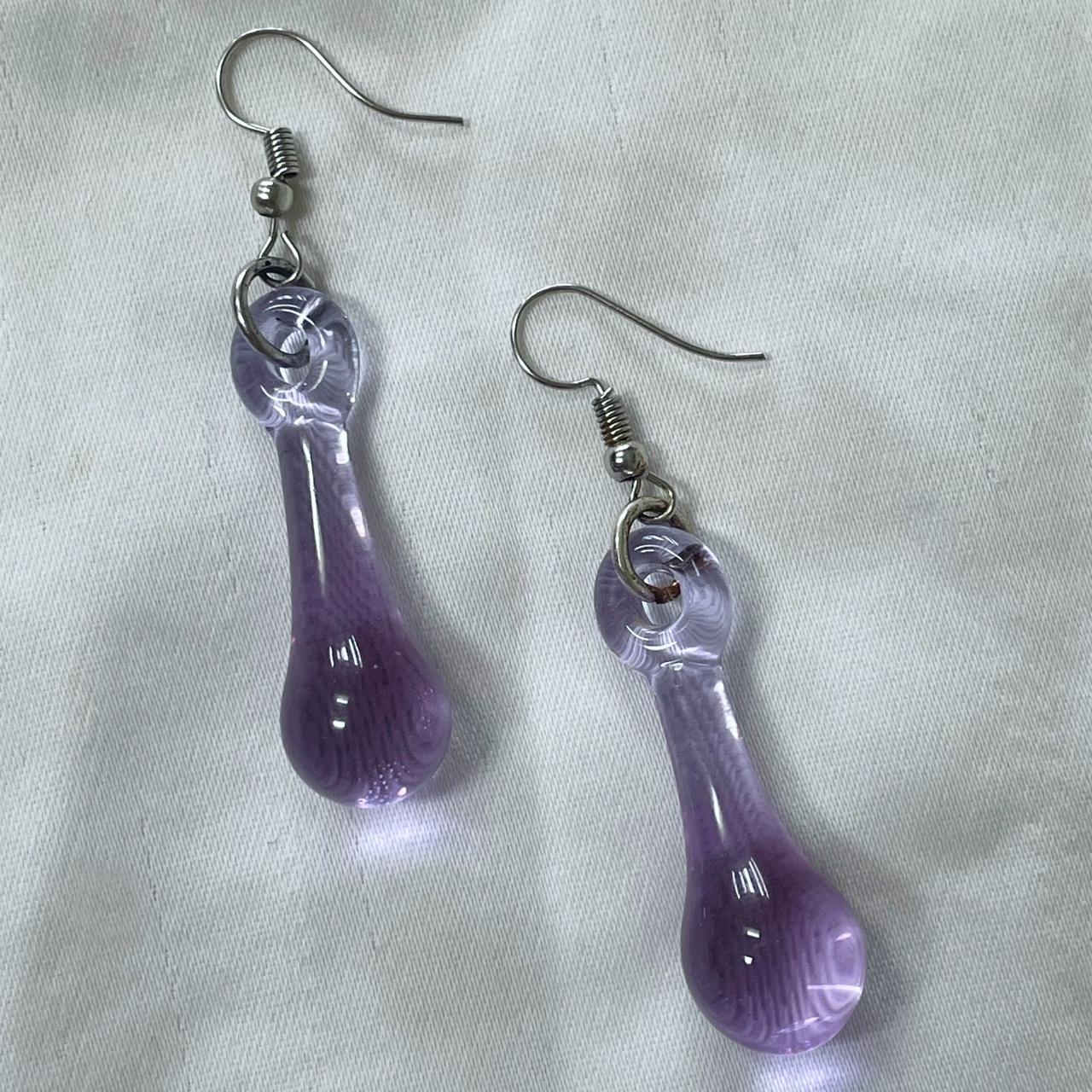 Purple 2024 Blown Glass Earrings