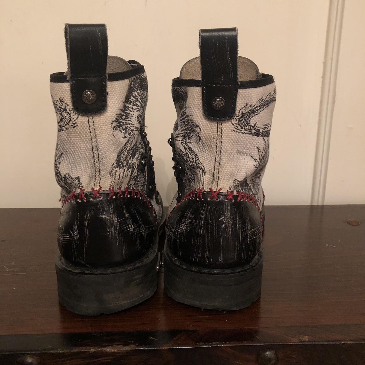 affliction boots with dragon crosses and... - Depop